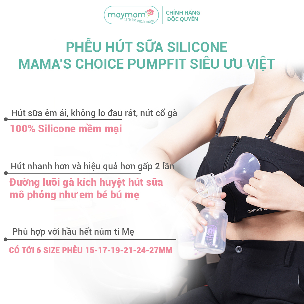 Phụ Kiện Hút Sữa Phễu Silicone Thương Hiệu Mama's Choice - Maymom, Dùng Cho Medela Pump In Style Advanced