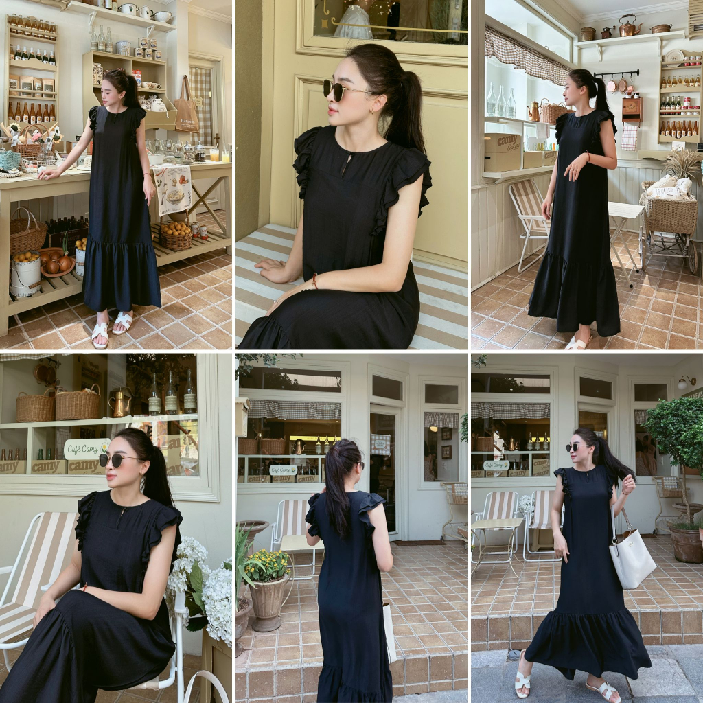 Váy dáng dài, Váy Đũi Xước cao cấp che khuyết điểm tôn dáng, ViVy Dress