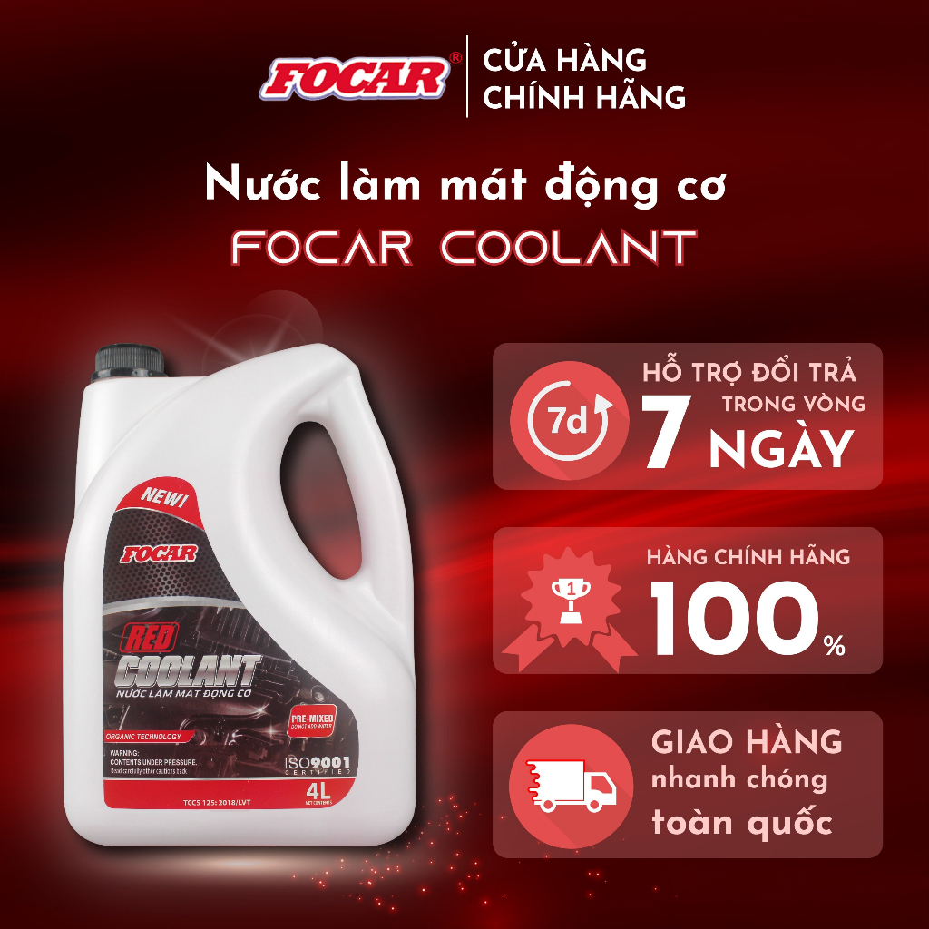 Dung Dịch Nước Làm Mát Động Cơ Xe Ô Tô Focar Coolant, Nước Làm mát Máy Móc Công Nghiệp