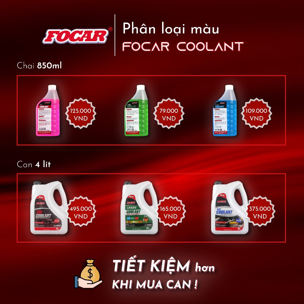 Dung Dịch Nước Làm Mát Động Cơ Xe Ô Tô Focar Coolant, Nước Làm mát Máy Móc Công Nghiệp