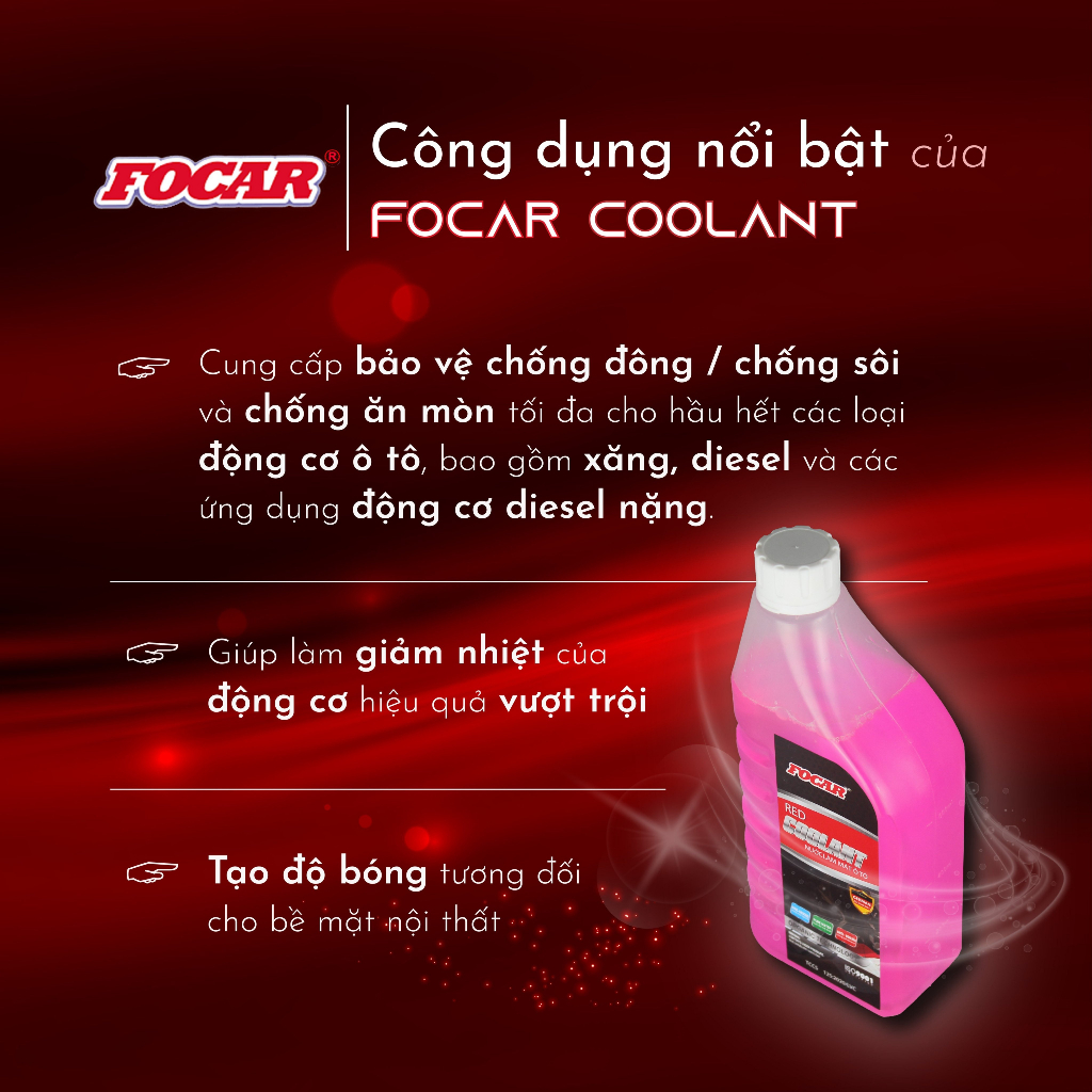 Dung Dịch Nước Làm Mát Động Cơ Xe Ô Tô Focar Coolant, Nước Làm mát Máy Móc Công Nghiệp