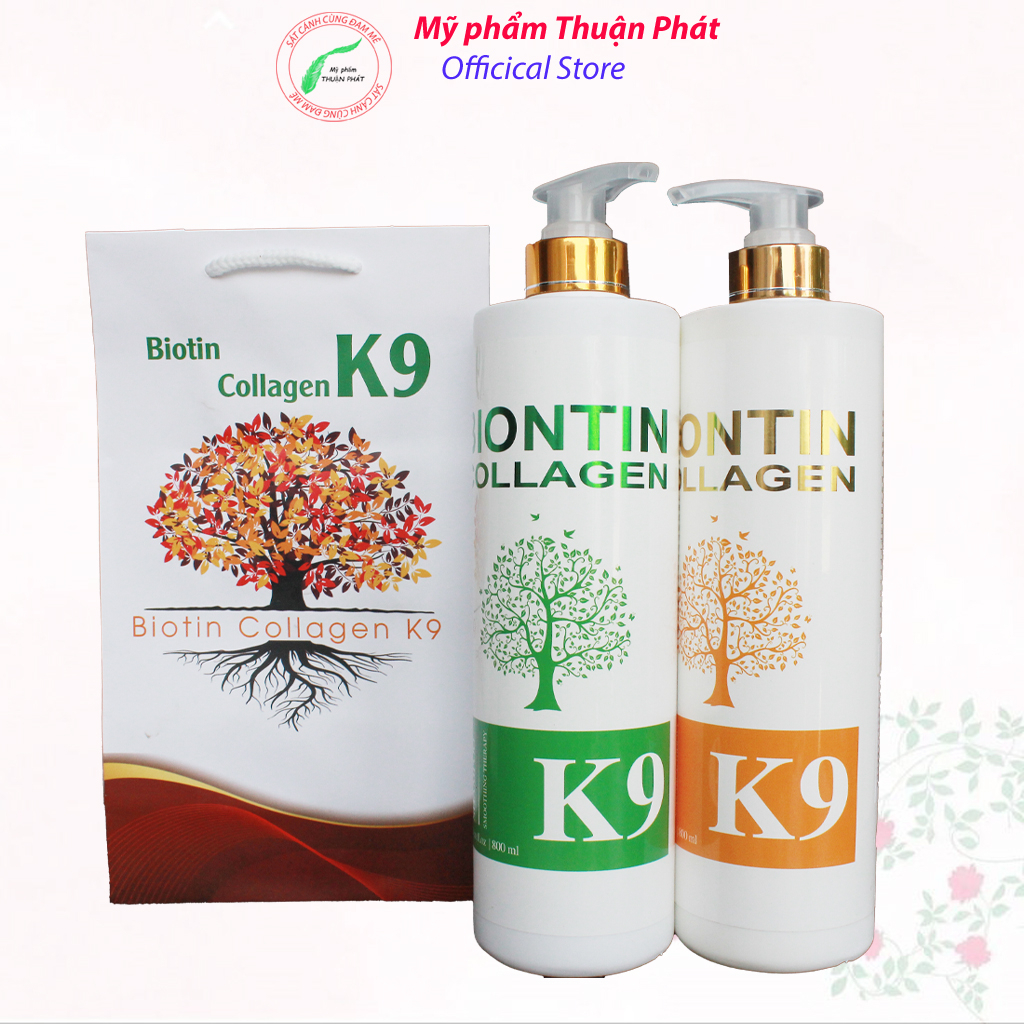 Cặp dầu gội Biotin Collagen K9, hương nước hoa 2*800ml