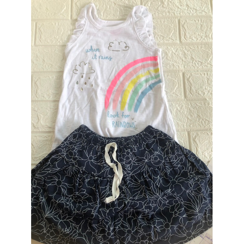 Set áo cánh tiên và chân váy có quần bên trong sz 1Y-7Y
