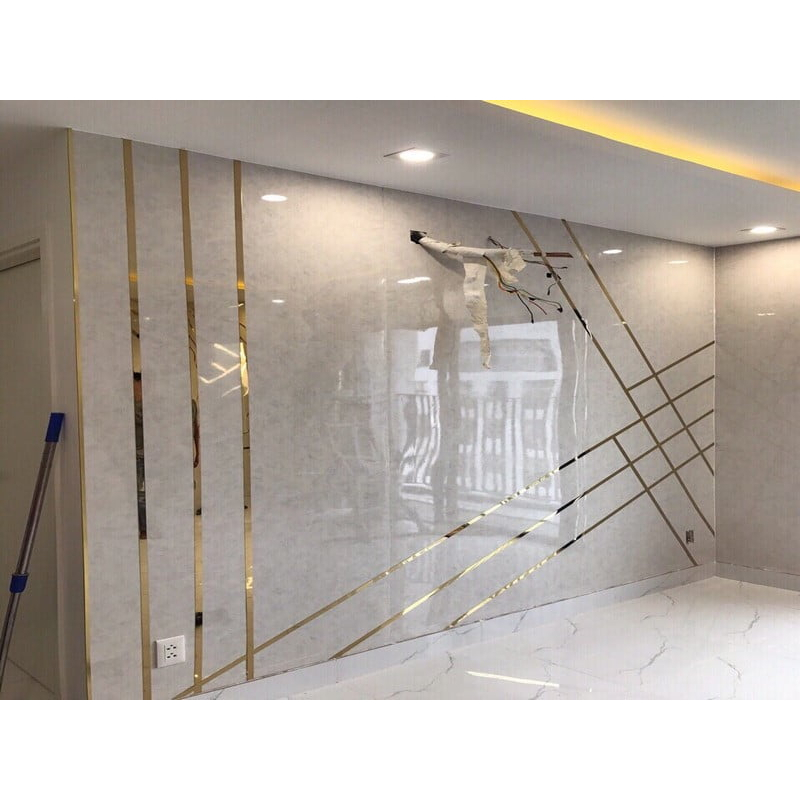 Nẹp Trang Trí LA Cuộn Dài 2,4m Inox Vàng Gương Và Bạc Gương