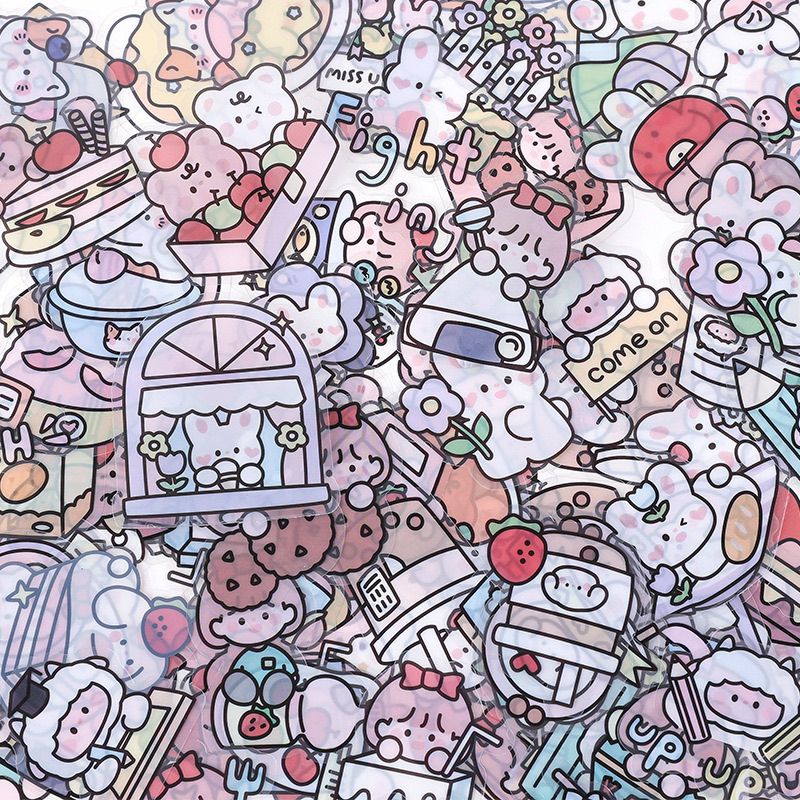 Set 40 hình dán PET hoạ tiết hoạt hình dễ thương -ST004