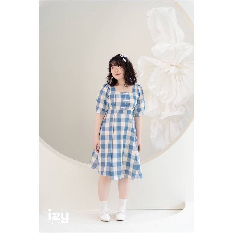 ĐẦM VÁY KẺ CARO BIGSIZE CÚC SƯỜN XÁM BABYDOLL - IZYBYNHI