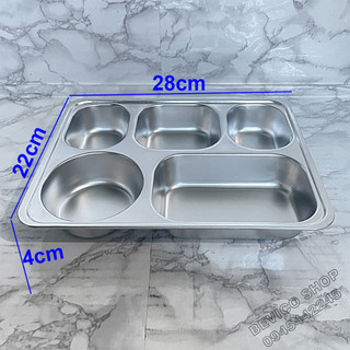 Khay cơm inox 5 ngăn | inox 304 | có nắp đậy