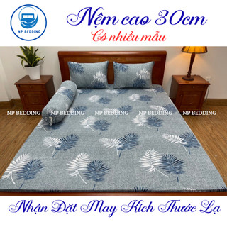 Bộ ga giường thun hàn quốc, ga gối thun lạnh 4 món, drap trải giường size nệm cao 30cm - NP BEDDING