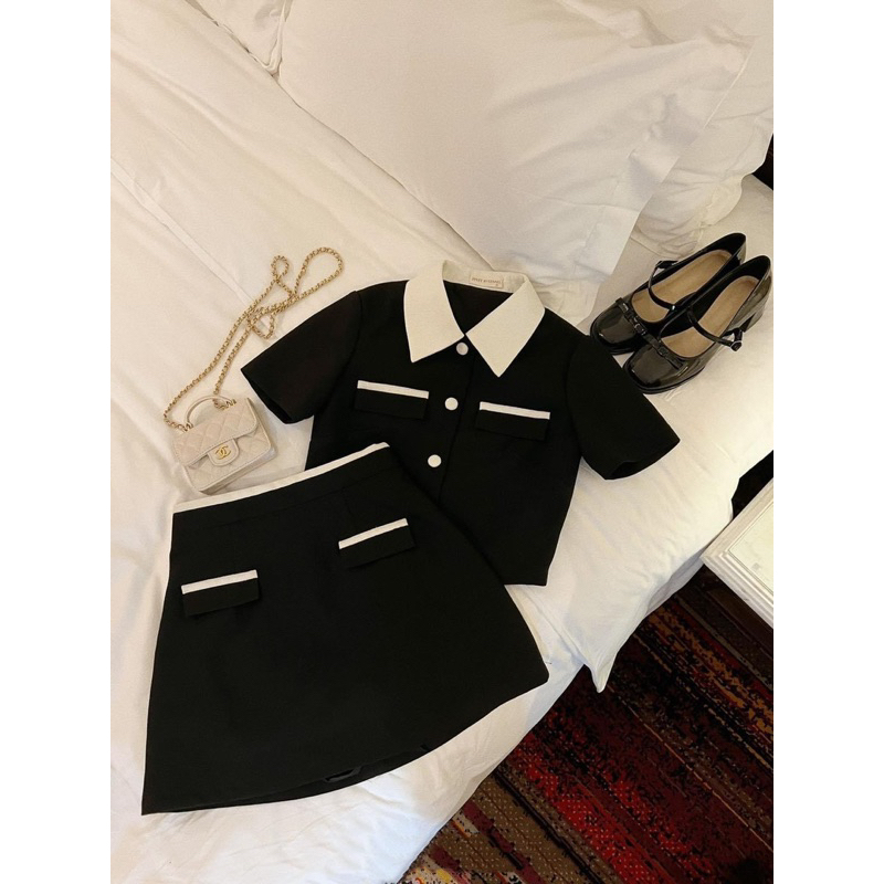 Set tiểu thư 2 lớp áo kèm chân váy chữ A sang chảnh