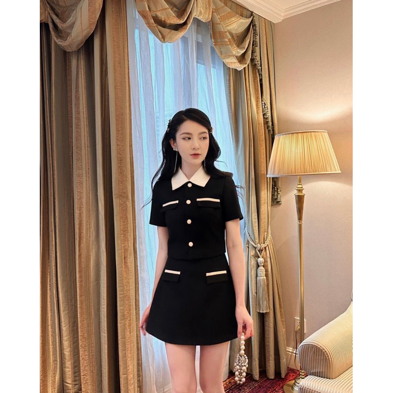 Set tiểu thư 2 lớp áo kèm chân váy chữ A sang chảnh