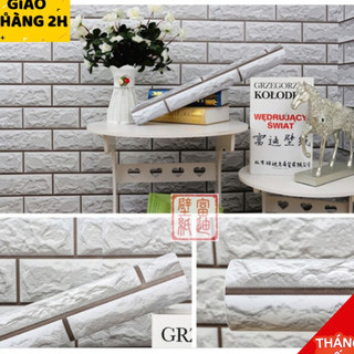 Giấy dán tường gạch 3D khổ 10M x 45cm có sẵn keo tự thi công