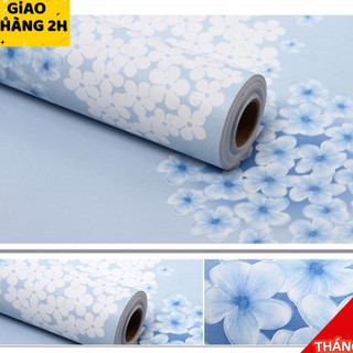 Giấy dán tường 10M x45cm chùm hoa túc cầu xanh có keo sẵn dễ dán