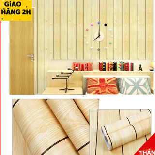 Giấy dán tường Giả Gỗ Vàng 10M x45cm có keo sẵn sang trọng