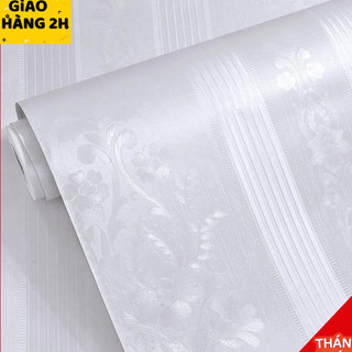 10 giấy dán tường hoa văn Trắng Sọc Nổi cao cấp khổ 45cm sẵn keo