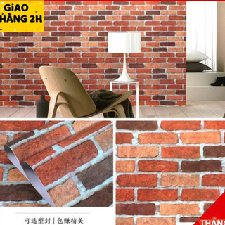 Giấy dán tường giả gạch đỏ keo sẵn khổ 45 cm x10m