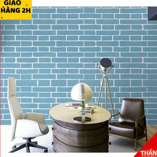 10M Giấy dán tường gạch xanh khổ rộng 45cm có sẵn keo