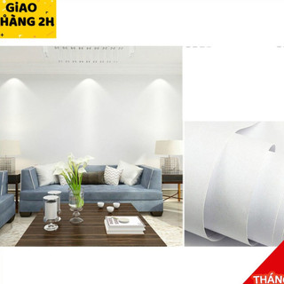 Giấy dán tường trắng trơn nhám 10M khổ rộng 45cm