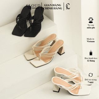 Giày cao gót nữ CL mũi vuông quai dây thắt xỏ ngón