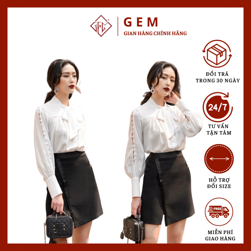 Áo sơ mi kiểu G53 thanh lịch sang trọng đi học hay công sở dạo phố đều đẹp hợp thời trang - GEM Fashion