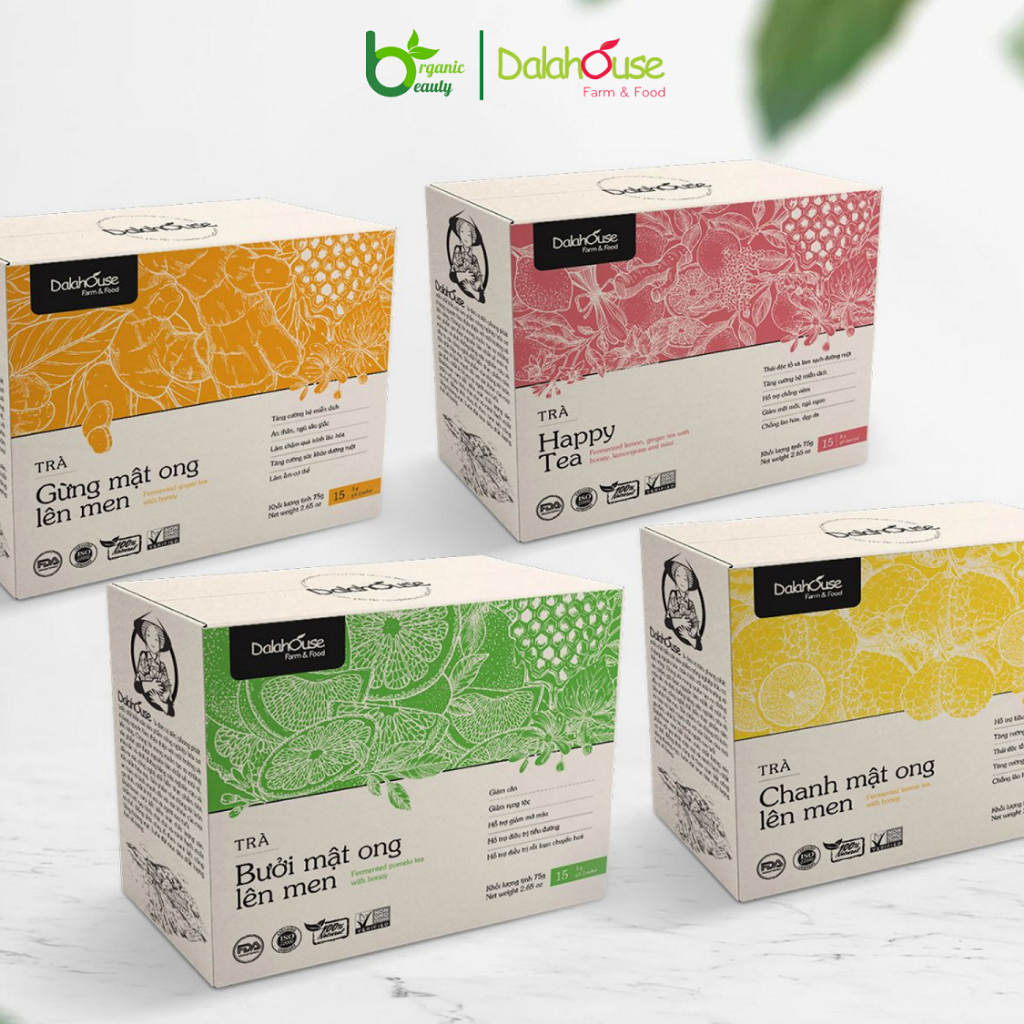 Gói Lẻ - Trà Thảo Dược Lên Men Dalahouse - Fermented Herbal Tea Dalahouse - 4 Loại Trà, Gói Lẻ Tiện Dụng - Hộp 75g