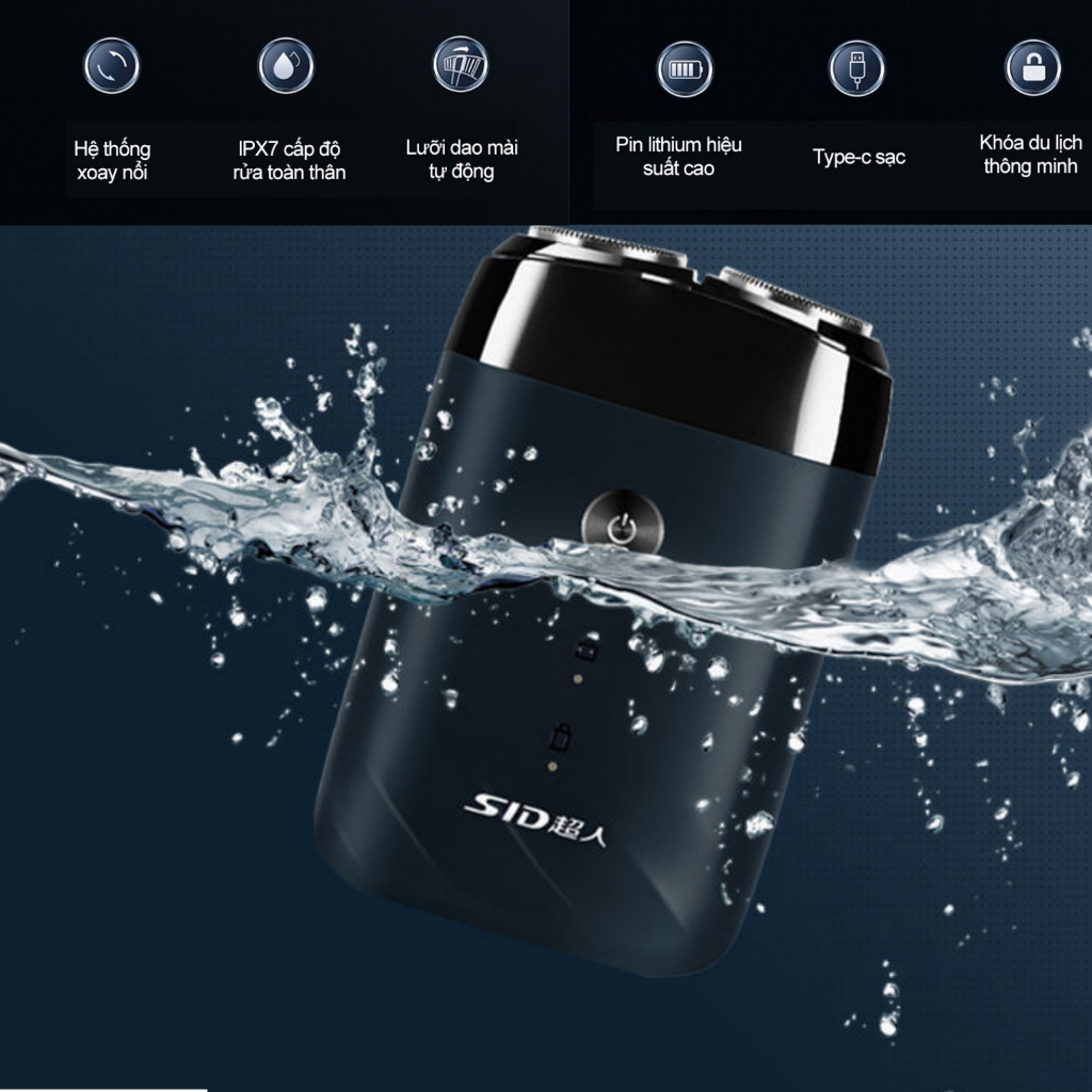 Máy cạo râu thông minh SID cao cấp , kháng nước IPX7 sử dụng máy cạo râu làm quà tặng tuyệt vời