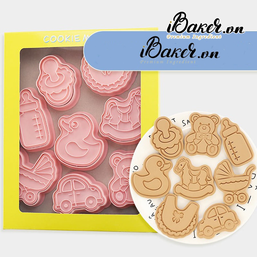 Bộ 8 cutter nhựa/Khuôn làm bánh quy/ tạo hình hình đồ chơi em bé