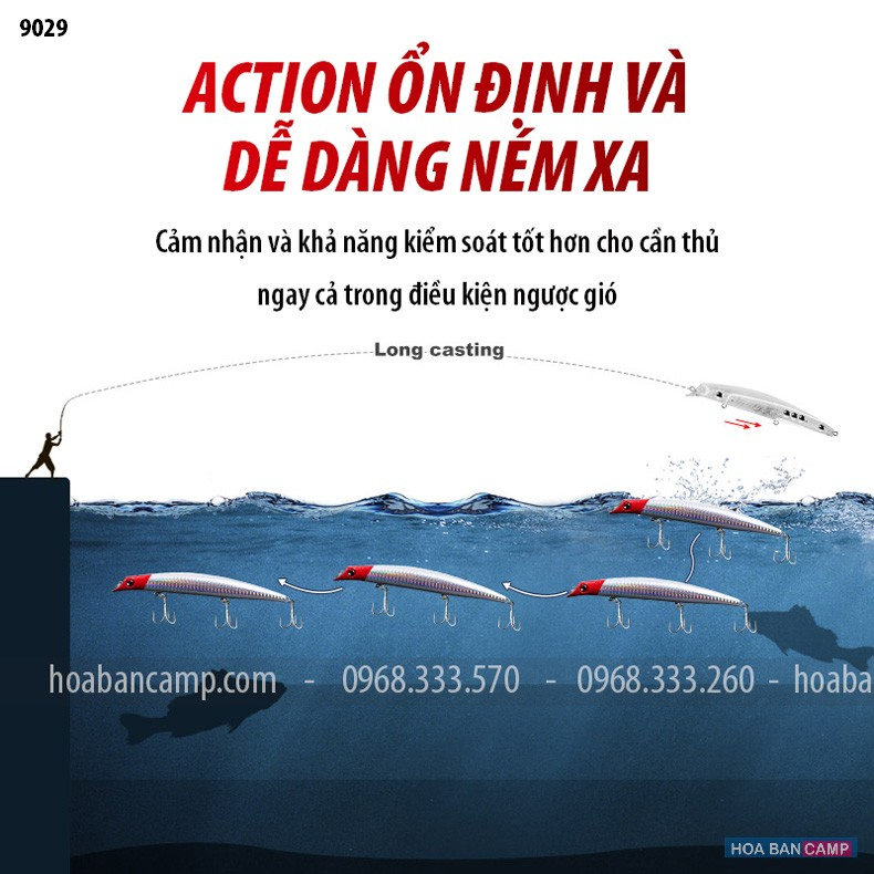 Mồi Minnow Noeby 9029 Câu Vược, Vòn, Hồng... | 24g