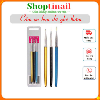 Set 3 cọ râu cán gỗ  sản phẩm hỗ trợ trang trí móng làm đẹp nail Shoptinail
