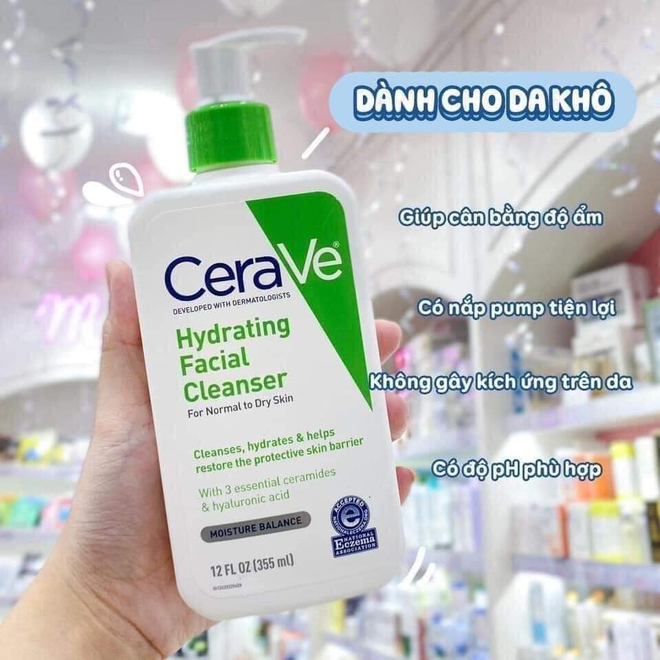 Sữa rửa mặt CERAVE sạch sâu dành cho da dầu, da mụn, da khô, mọi loại da - 236ml, 473ml