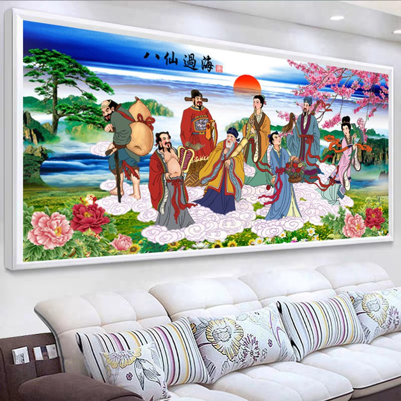 Tranh gắn đá đính kín toàn bộ Bát Tiên Quá Hải