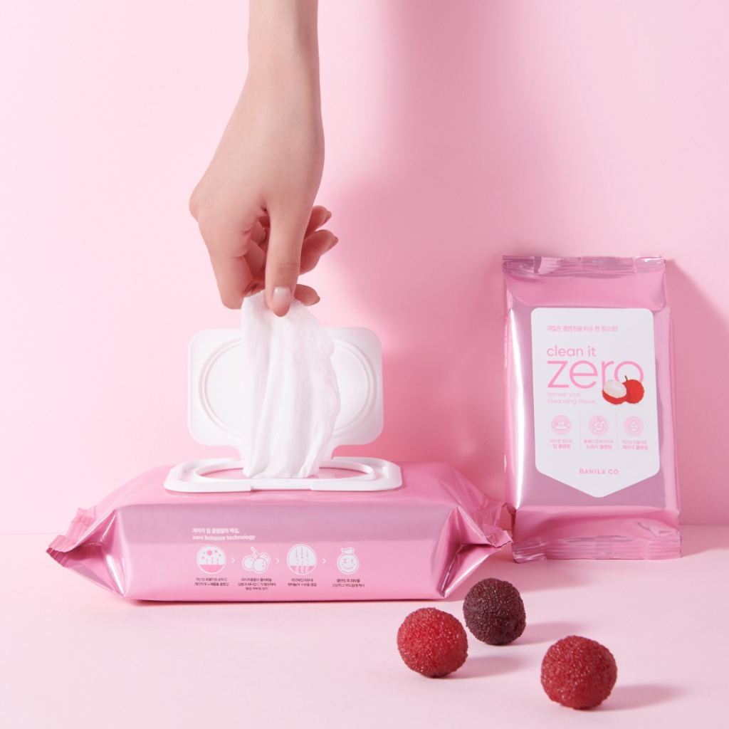 [DU LỊCH] Khăn ƯớtTẩy Trang BANILA CO Clean It Zero Lychee Vita Cleansing Tissue 30 miếng