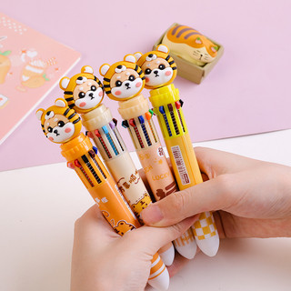Bút bi 10 màu cute hình con hổ, bút bi nhiều màu dễ thương