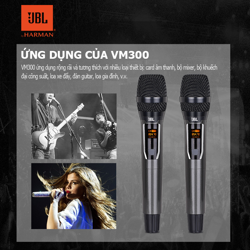 Micro không dây cao cấp,JBL/VM300 microphone wireless,micro hát karaoke không dây chống hú