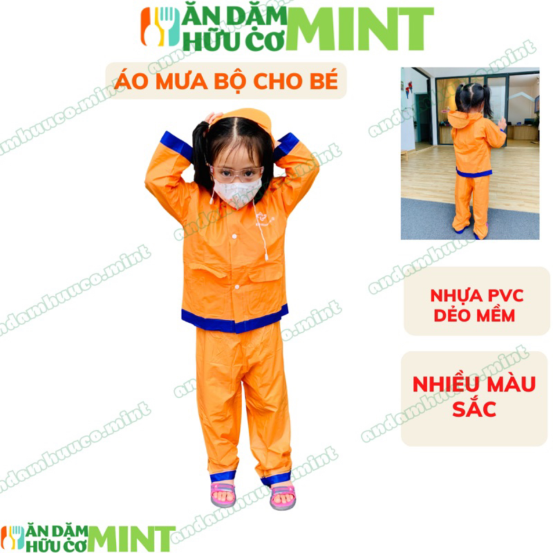 Bộ quần áo mưa cho bé, áo mưa bộ nhiều màu - Mint ăn dặm