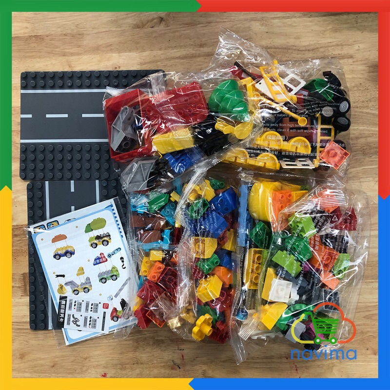 Xếp Hình Duplo Feelo Phương Tiện Giao Thông 105 và 179 Chi Tiết To Dễ Lắp Ghép Cho Bé