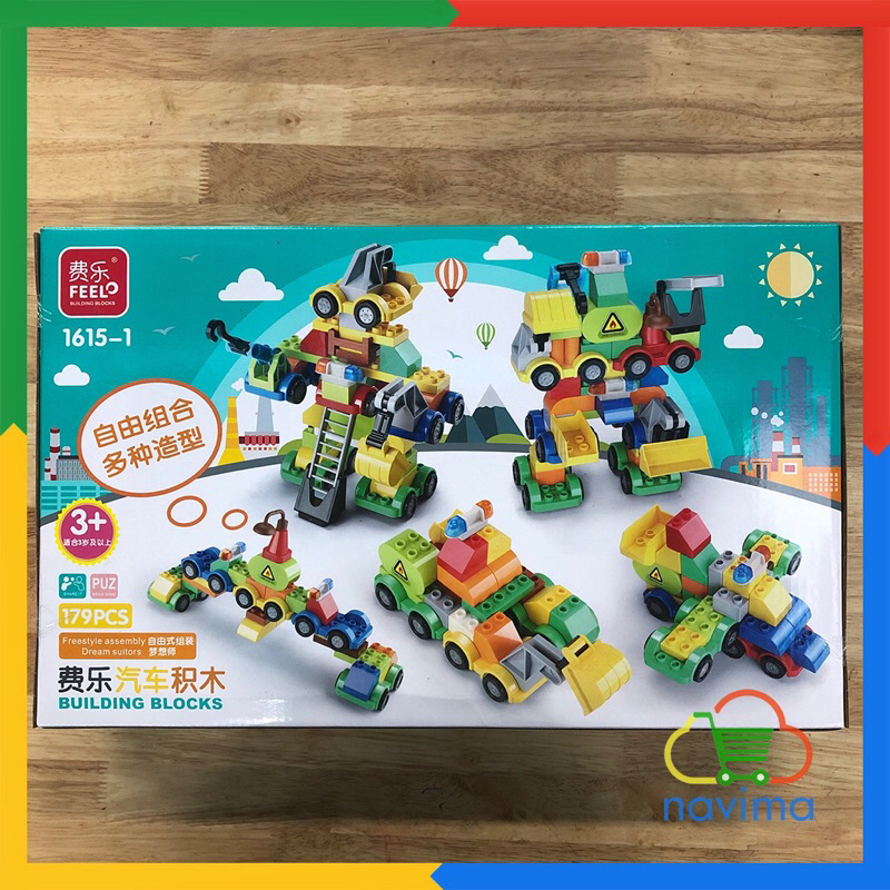 Xếp Hình Duplo Feelo Phương Tiện Giao Thông 105 và 179 Chi Tiết To Dễ Lắp Ghép Cho Bé