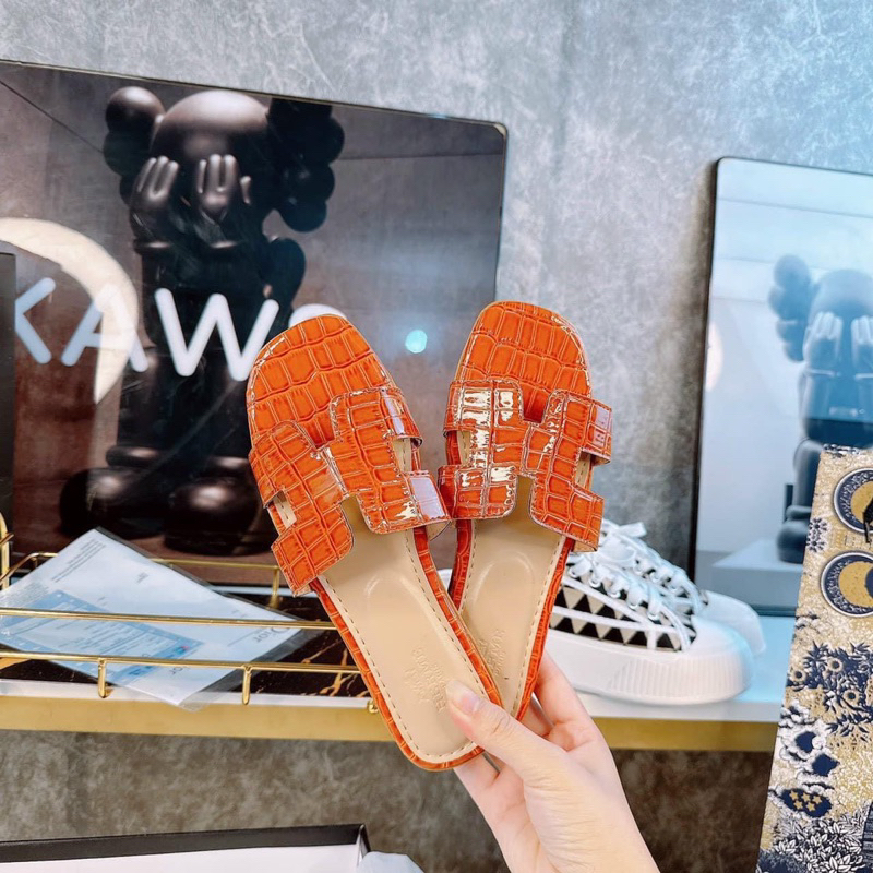 Dép HM da vân bóng hàng xịn đế chống trượt