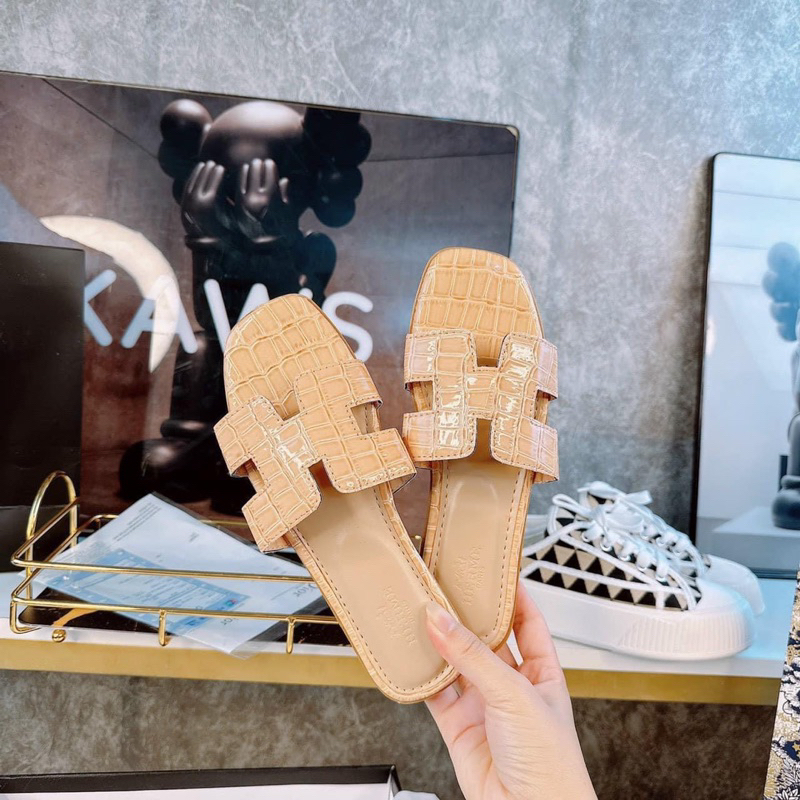 Dép HM da vân bóng hàng xịn đế chống trượt