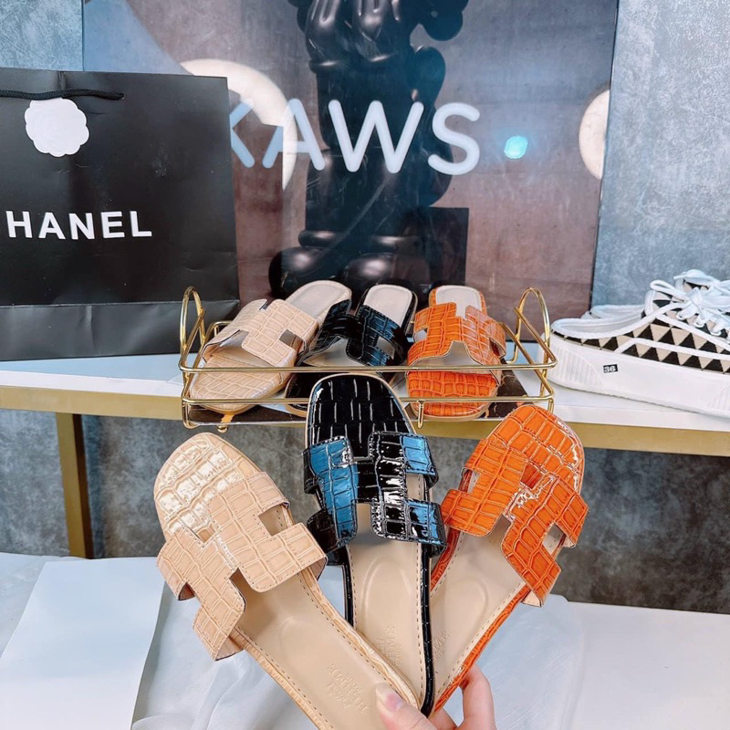 Dép HM da vân bóng hàng xịn đế chống trượt