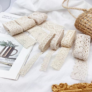 (Bán lẻ 1 mét) Dây ren trang trí màu trắng ngà nhiều mẫu - Tada Craft