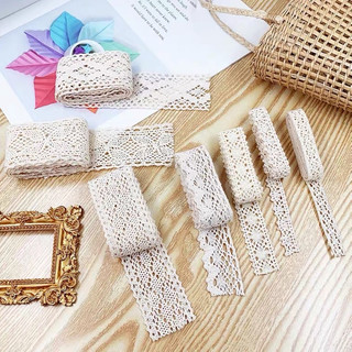 (Bán lẻ 1 mét) Dây ren trang trí màu trắng ngà nhiều mẫu - Tada Craft