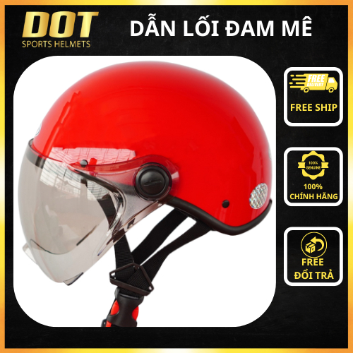 Mũ bảo hiểm nửa đầu Amby Helmet chính hãng có kính che nửa mặt kiểu dáng