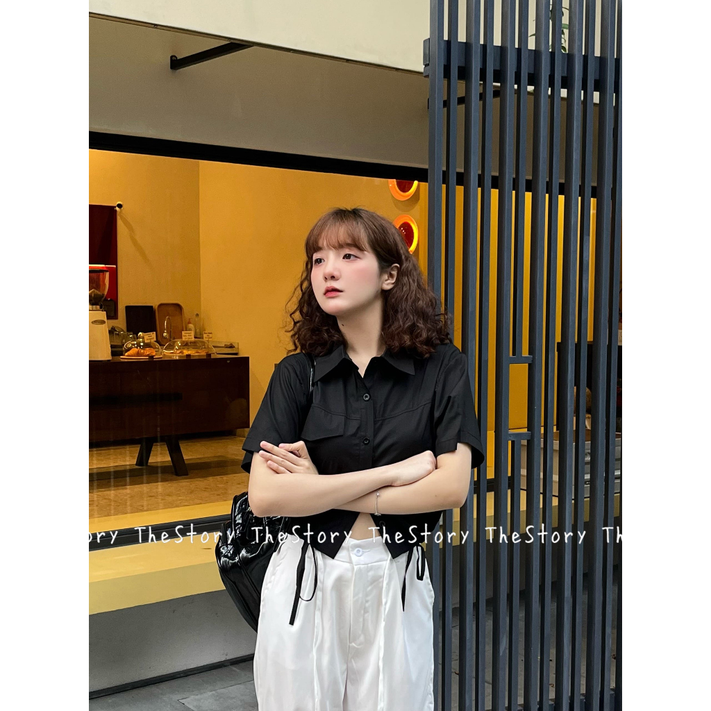 Áo sơ mi tay ngắn rút dây  A3125