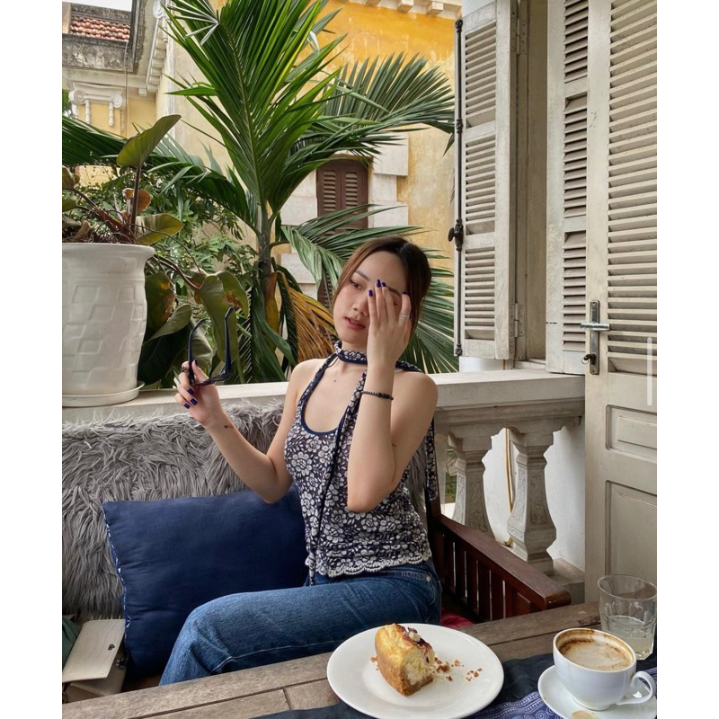 ÁO REN BUỘC DÂY CỔ