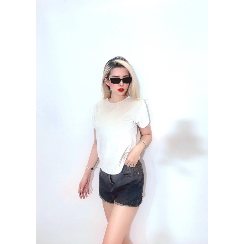 Áo thun form chuẩn basic Thun nhung sọc ngang, trơn 2 màu