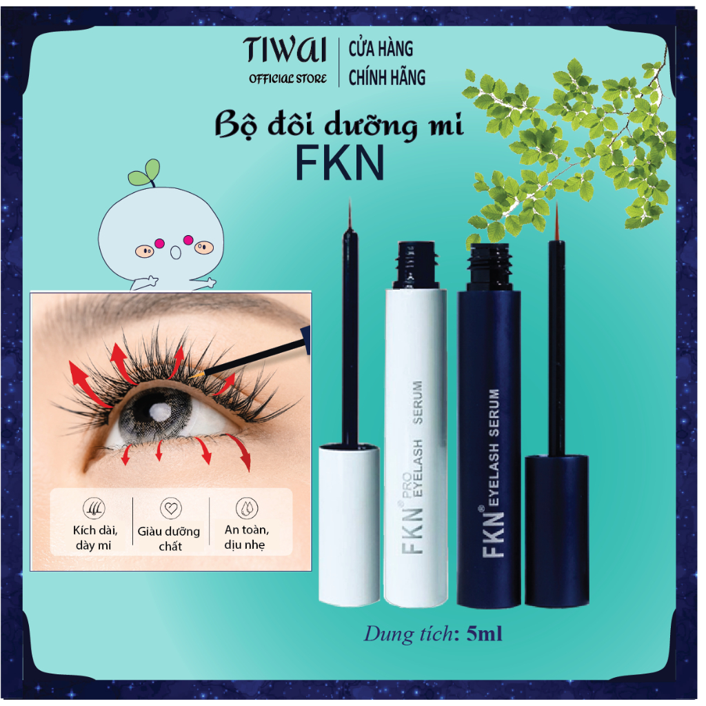 Combo dưỡng mi FKN ngày đêm chính hãng, dưỡng dài mi, dày và đen mi, không gây thâm mắt.