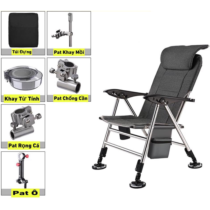 Ghế săn hàng địa hình dệt kim 3D siêu thoáng cao cấp - Ghế săn hàng gấp gọn khung hợp kim chắc chắn ngả 180 độ