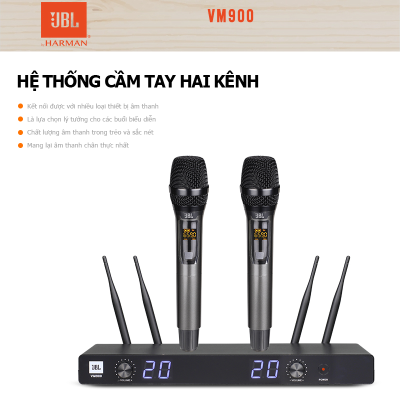 JBL/VM900 microphone wireless,micro không dây cao cấp,micro hát karaoke không dây chống hú