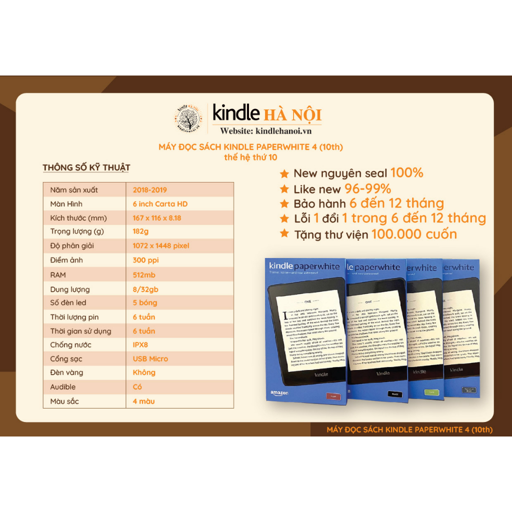 COMBO máy đọc sách Kindle Paperwhite 4 (10th) 32GB + Tặng ốp lưng + kho sách Bảo hành 6 THÁNG | BigBuy360 - bigbuy360.vn