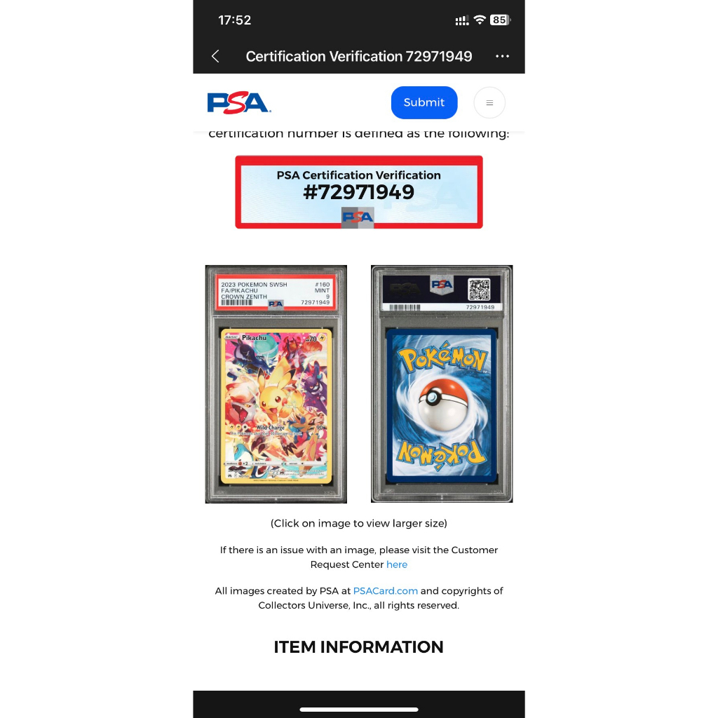 Thẻ bài Pokémon  - PIKACHU  - CROWN ZENITH